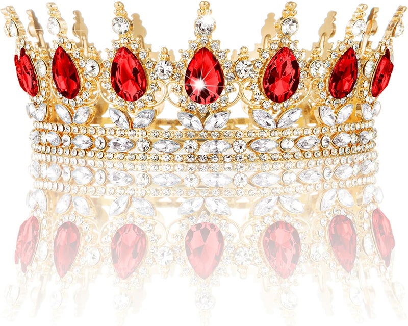 Nackiy Gold Crown for Women, Crystal Queen Tiaras Headband Wedding Bridal Hair Accessories, Birthday Party Prom Cake Topper - Image 1